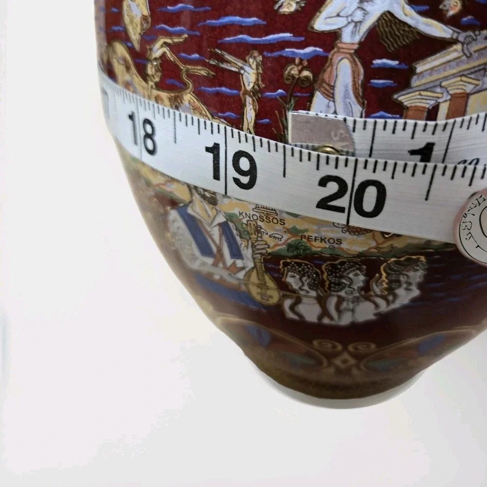 Red Spyropoulos Vase Greece 24K Gold Trim Greek Mythology Porcelain 9.5